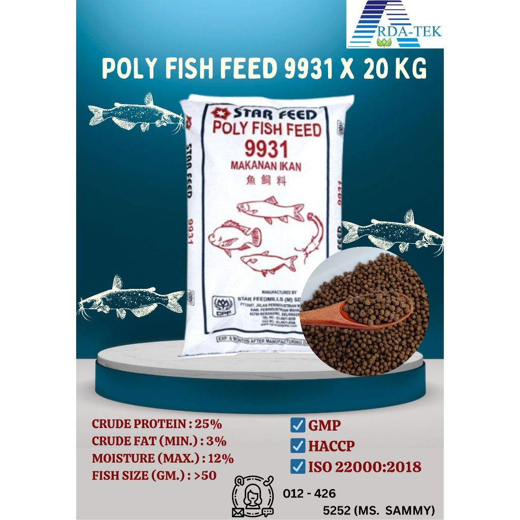 [20KG] Starfeed 9931 (Polyfish feed) Pellet makanan ikan protein 25% ...