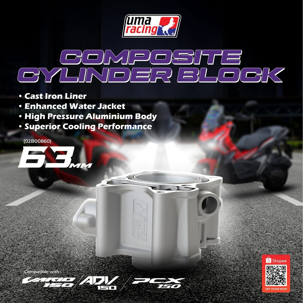 UMA RACING 63MM COMPOSITE BLOCK FORGED PISTON LC135/Y15ZR Y16ZR NVX155 ...