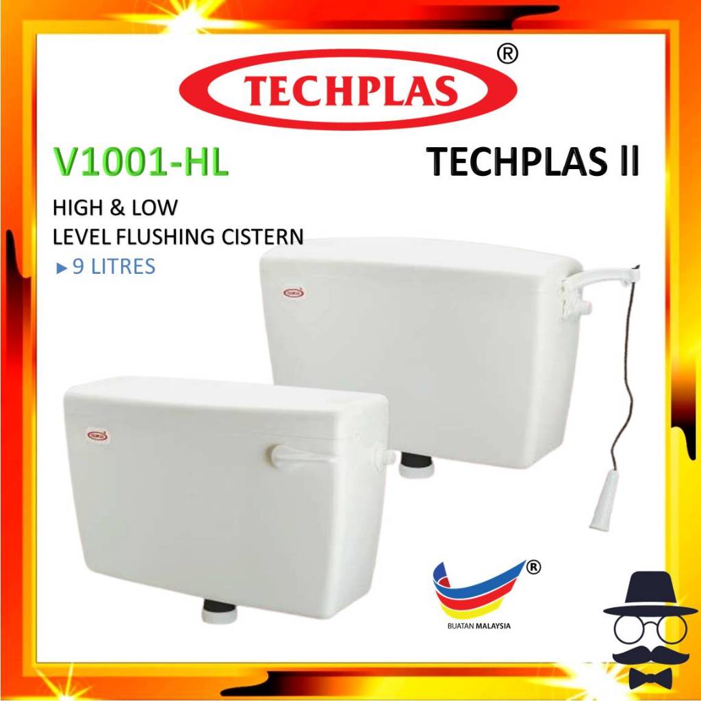 Techplas 9 Liter 1001 Low Level & High Level Toilet Cistern / Tangki ...