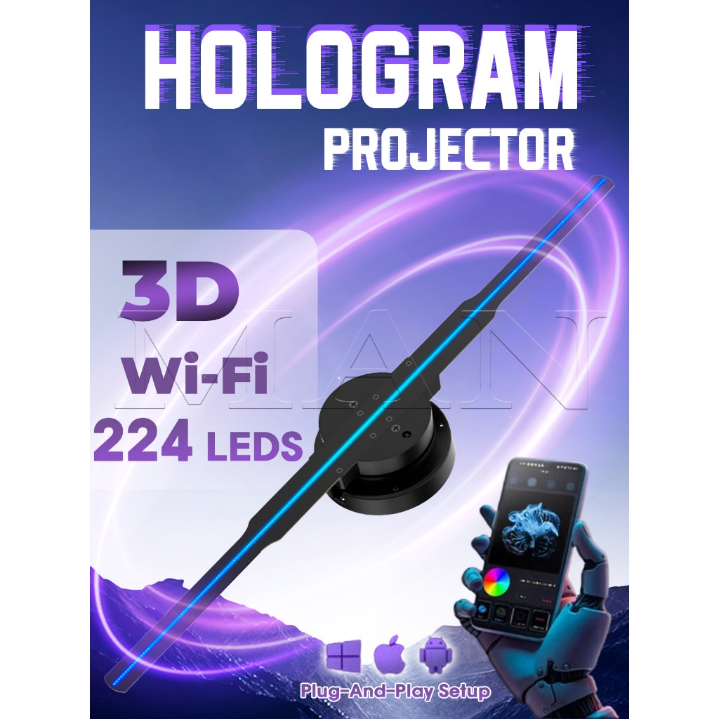 3D Hologram Projector 3D Hologram Fan 224 Led Air Imaging 3D Hologram ...
