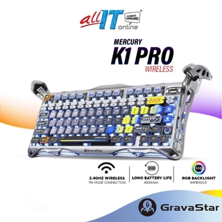 GravaStar Mercury K1 Pro Wireless 75% Mechanical Gaming Keyboard with Aluminum Alloy, RGB Lighting, Tri Mode Connection