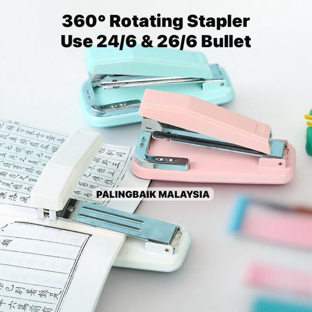 Stapler 360 Darjah Boleh Putar | 360° Rotating Stapler | Guna 24/6 & 26 ...