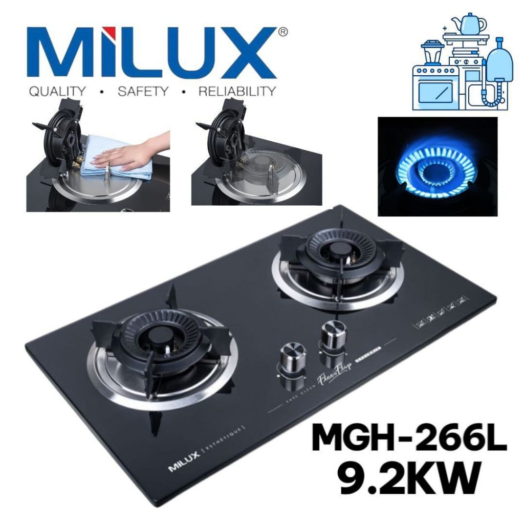 MILUX BUILT-IN HOB POWERFUL GAS STOVE CYCLONE FLAME 9.2KW MGH-F266L ...