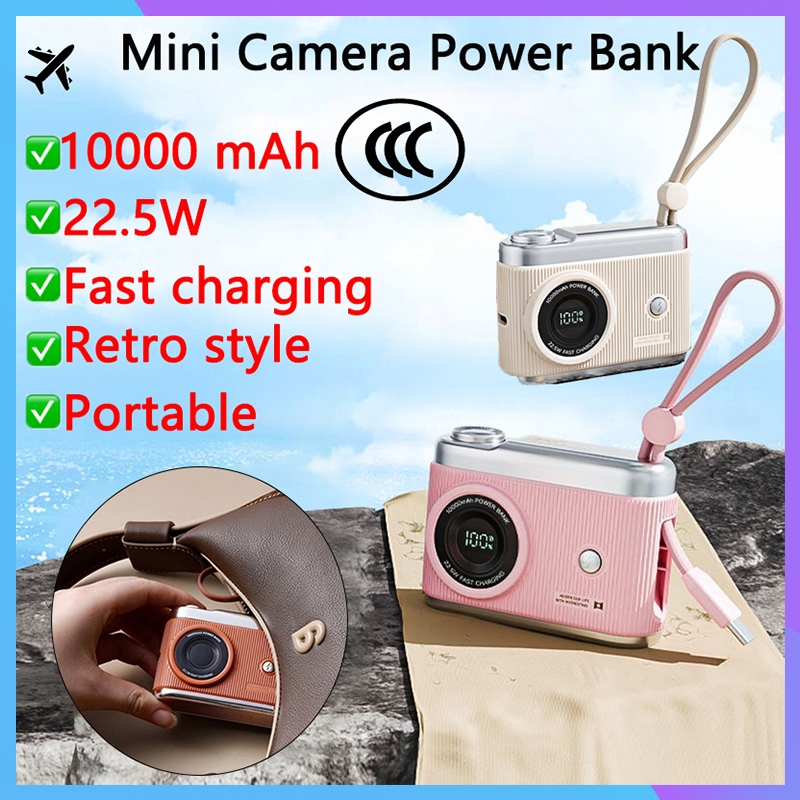 3C Mini Camera Power Bank 10000mAh 22W Fast charging Digital Display ...