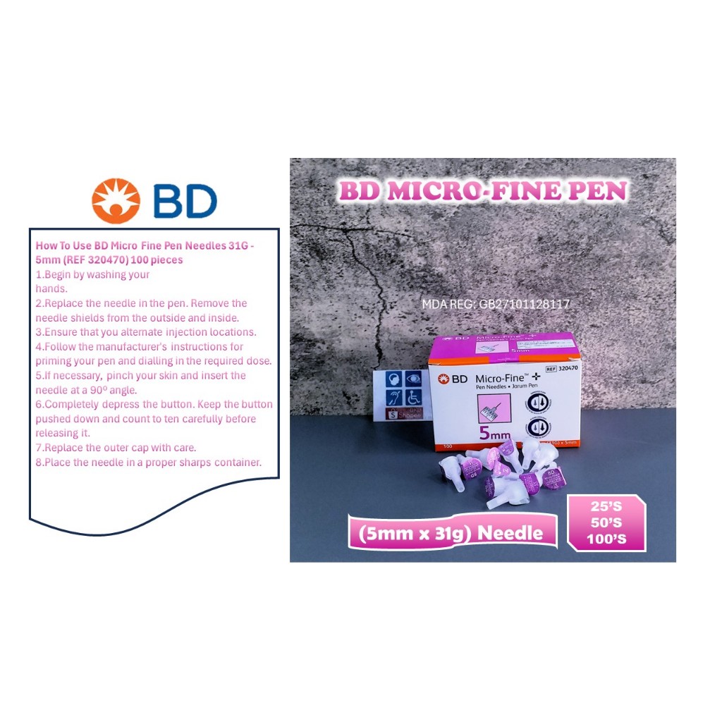 BD Micro-Fine + 5mm 31G Ultra Fines Plus Insulin Jarum Pen Needles 0 ...