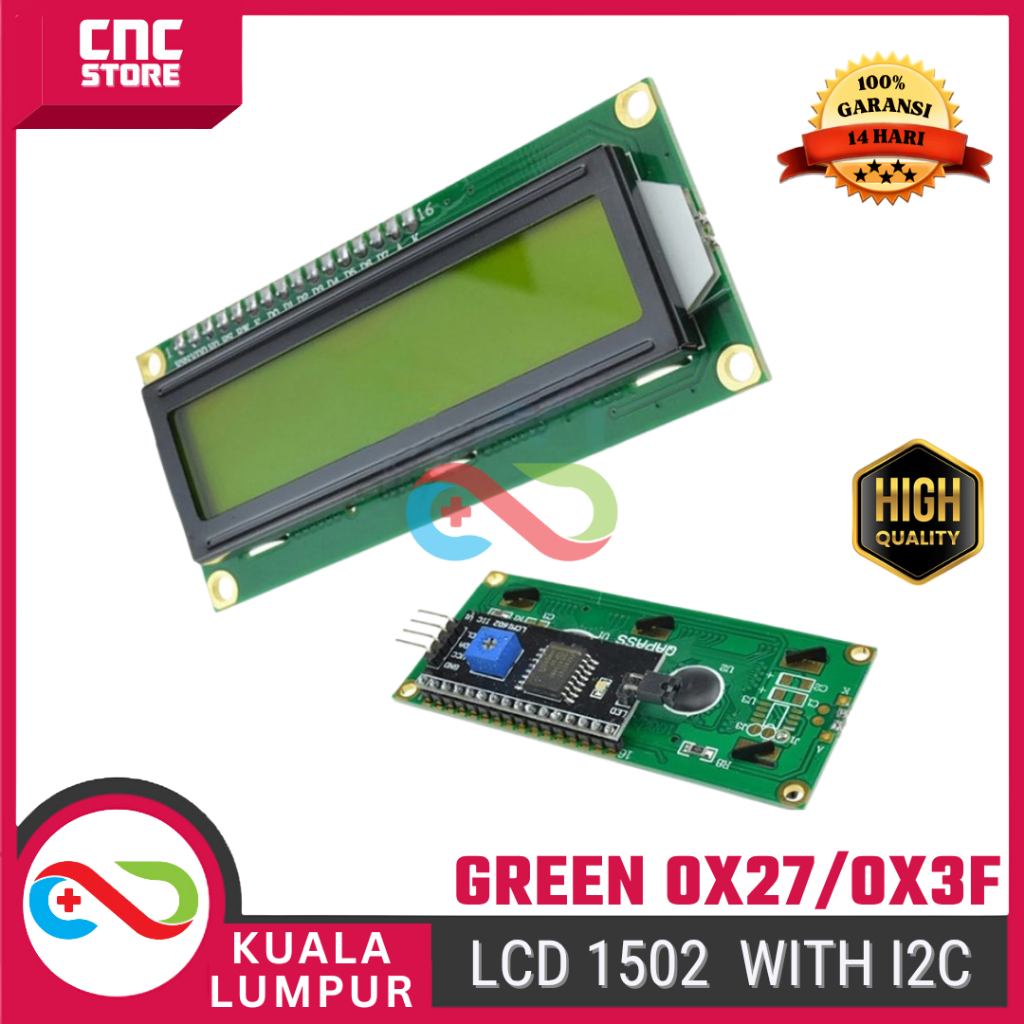 LCD 1602 16X2 CHARACTER GREEN BACKLIGHT+ I2C SERIAL INTERFACE MODULE ...