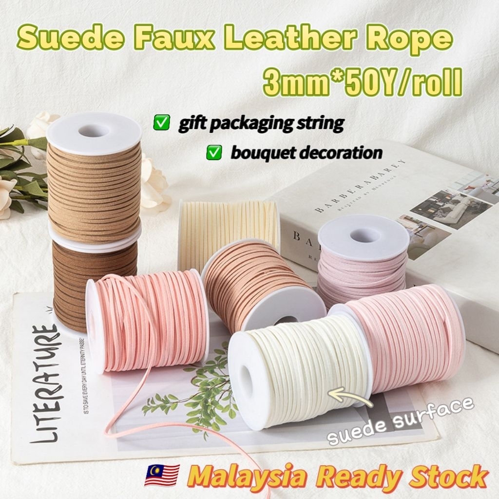 3mm 50Y Suede Faux Leather Rope Durable Crafting String Flower Bouquet ...