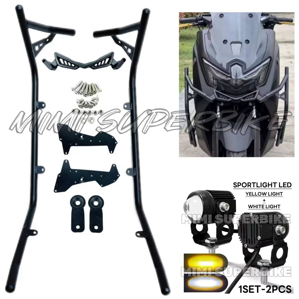 YAMAHA NMAX155 NMAX V3 NEW CRASH BAR & SPORTLIGHT LED BODY CRASH BAR ...