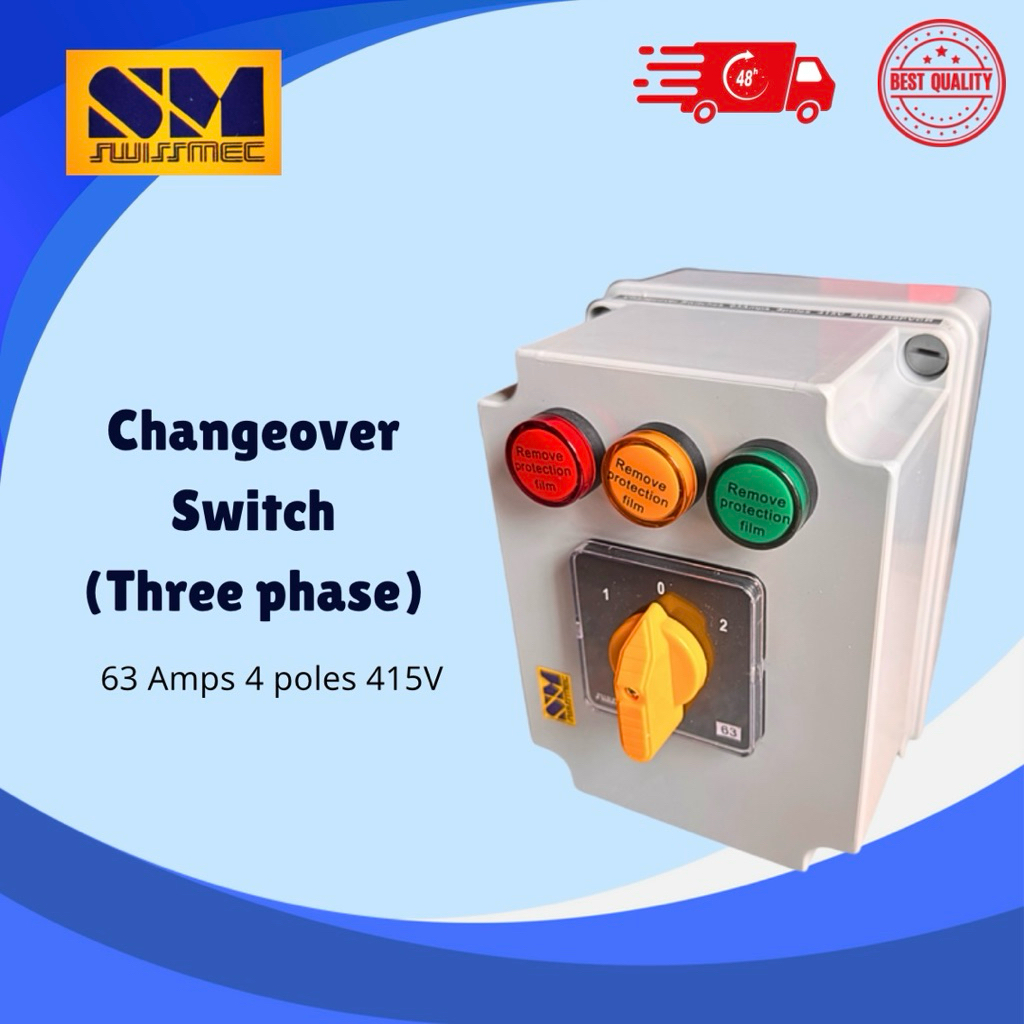 SWISSMEC ｜63A 3phase Changeover switch in PVC enclosure IP56 with LED ...