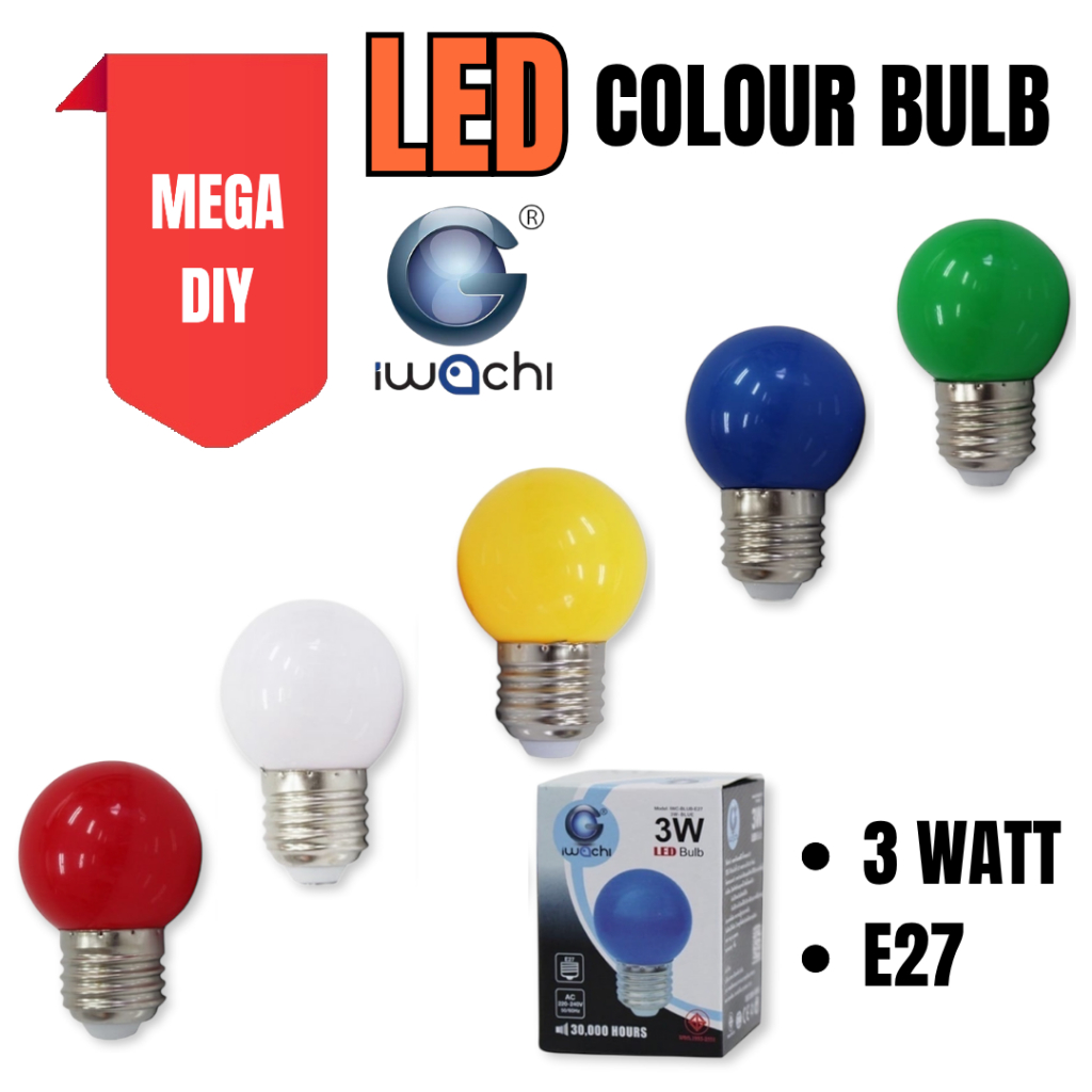 IWACHI 3W Colour Bulb E27 Ping Pong Color Bulb Decorative Bulb Lighting ...