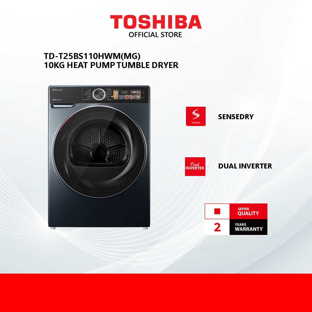 (New) Toshiba TD-T25BS110HWM(MG) 10.0KG Heat Pump Tumble Dryer/ pengering/ 烘干机