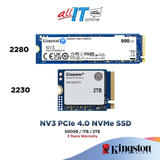 Kingston M.2 NV3 NVMe PCIe Gen 4x4 M.2 2280 / 2230 SSD Solid State Drive For PC / Console (500GB/ 1TB/ 2TB)