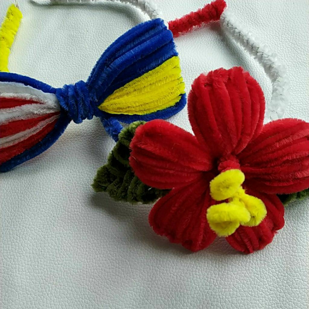 Headband Hairband Cekak Rambut Merdeka Kawat Bulu Pipe Cleaner Chenille ...