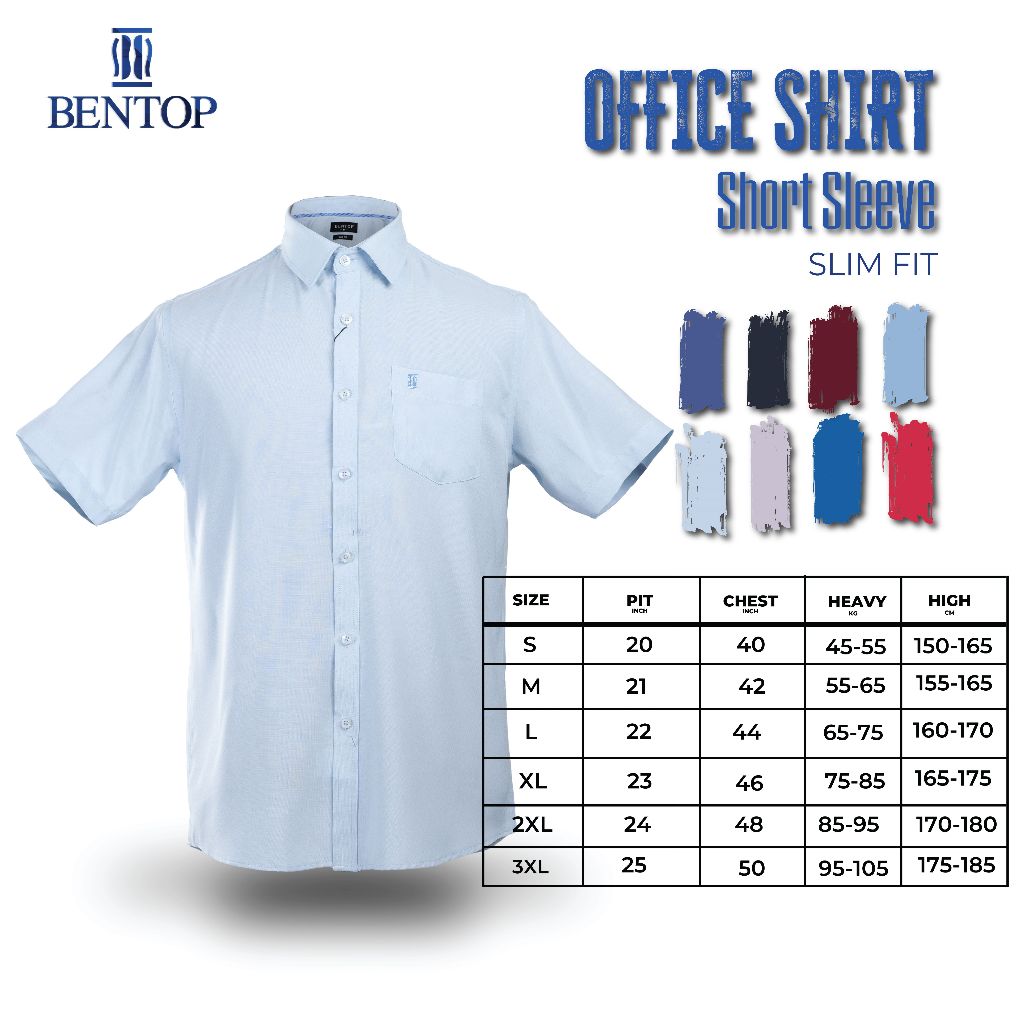 BENTOP Slim Fit Plain Shirt Short Sleeve | Shopee Malaysia