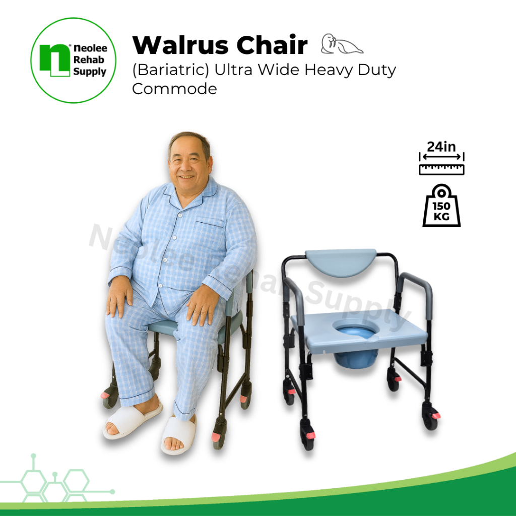 Walrus Chair – 150kg Bariatric Ultra Wide Heavy Duty Commode Chair - 24 ...
