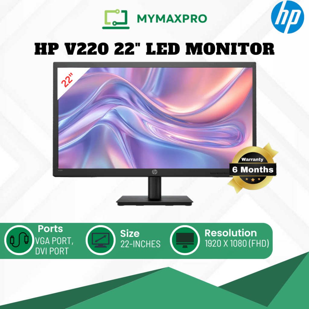 HP V220 22 inch Wide LED Monitor 1920x1080 VGA DVI (Refurbished ...