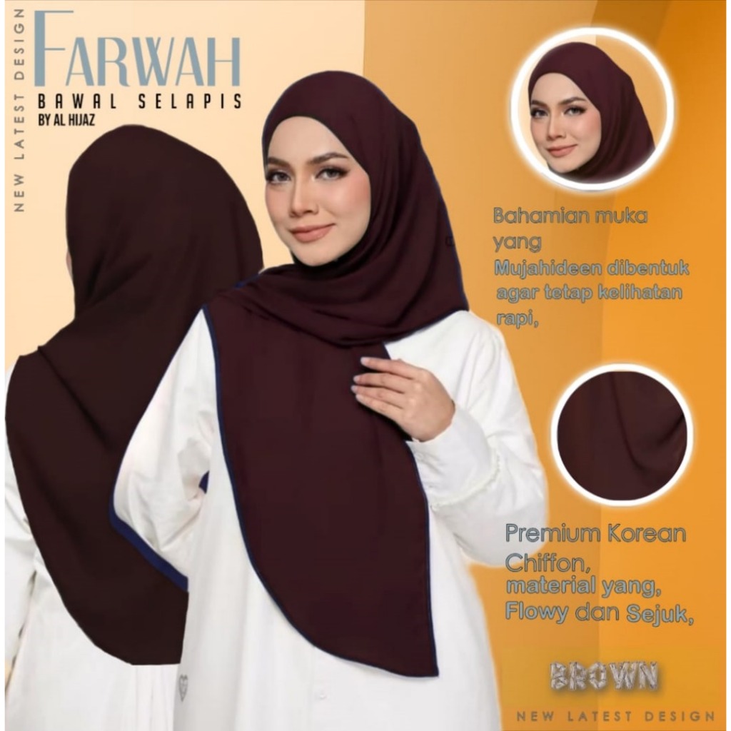 🌸 FARWAH Premium Chiffon Bawal Selapis – Bidang 45–50 | 20+ Stunning ...