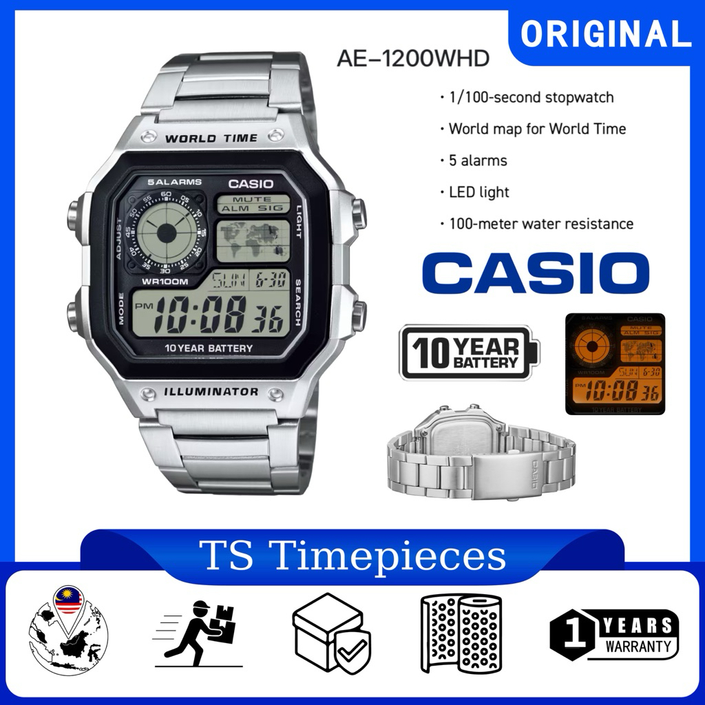 CASIO World Time Digitel Series AE-1200WHD-1A / AE-1200WHD-1 / AE ...
