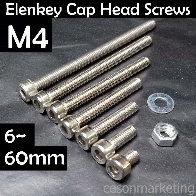 M4 Hex Socket Cap Head Screws 304 Stainless Steel SHINY SURFACE Allen ...