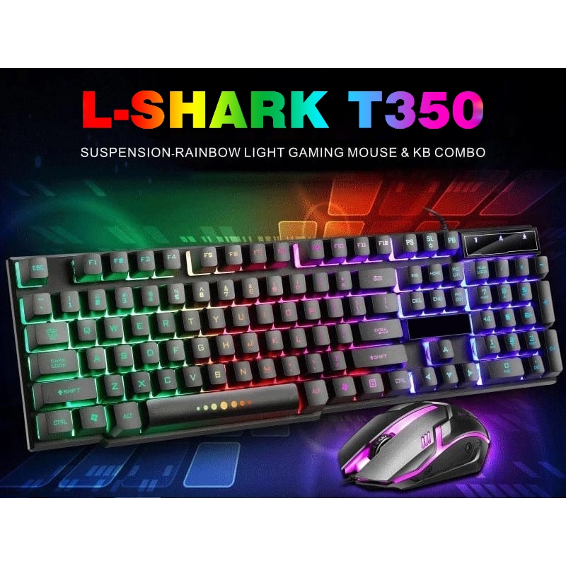 Gaming Keyboard & Mouse LED Colorful Light Gaming Mechanical Feel Set ...