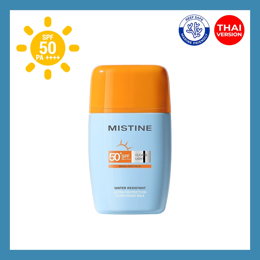 Mistine Ultra Protection Clear & Light Sunscreen Milk SPF50+ PA ...