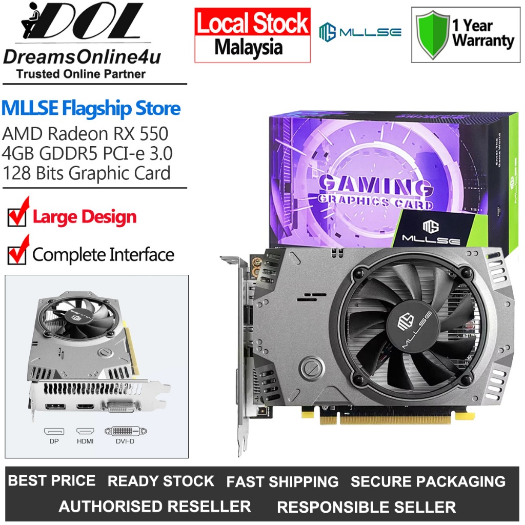 New MLLSE AMD Radeon RX 550 4GB GDDR5 128 Bits 1183Mhz 4K Dual Fans ...