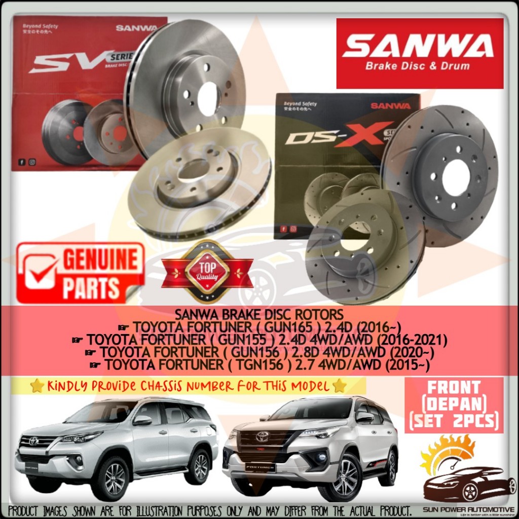 SANWA SPORT DRILLED SLOTTED Toyota Fortuner GUN165 GUN155 GUN156 TGN156 ...