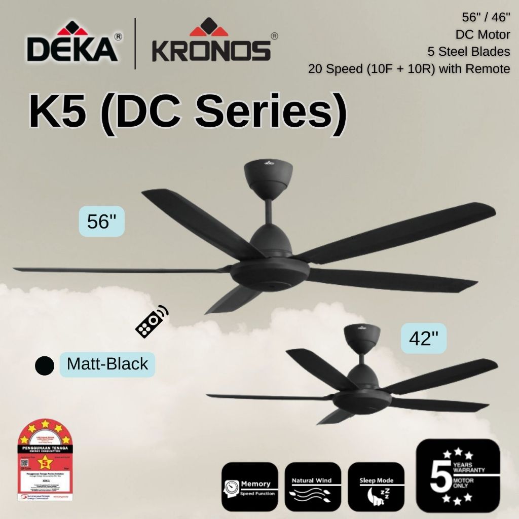 DEKA KRONOS K5 DC Motor Remote Control 56 / 46 inches Ceiling Fan 20 ...