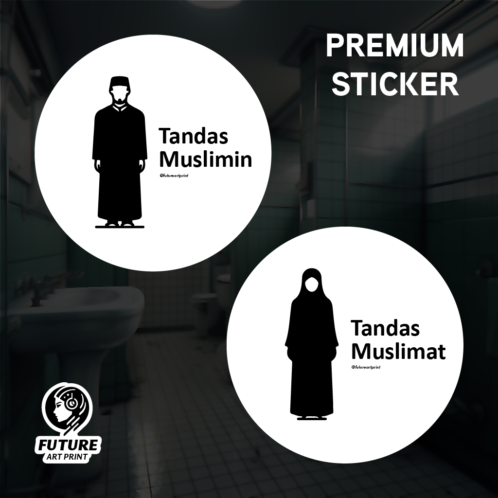 Tandas Muslimin Muslimat. Premium Sticker Sign Signage Label. Round ...