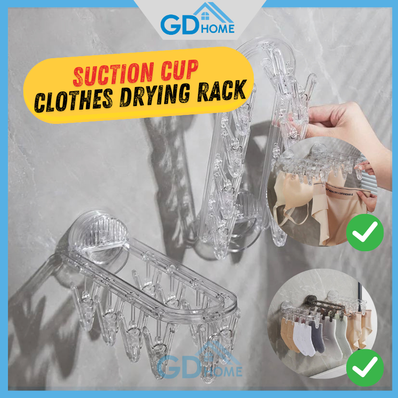 Suction Cup Clothes Drying Rack Cloth Hanger for Sock Bras Anti Wind ...