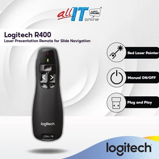 Logitech R400 Wireless Laser Presentation Remote with Red Laser Pointer, Plug-and-Play, Comfortable Remote