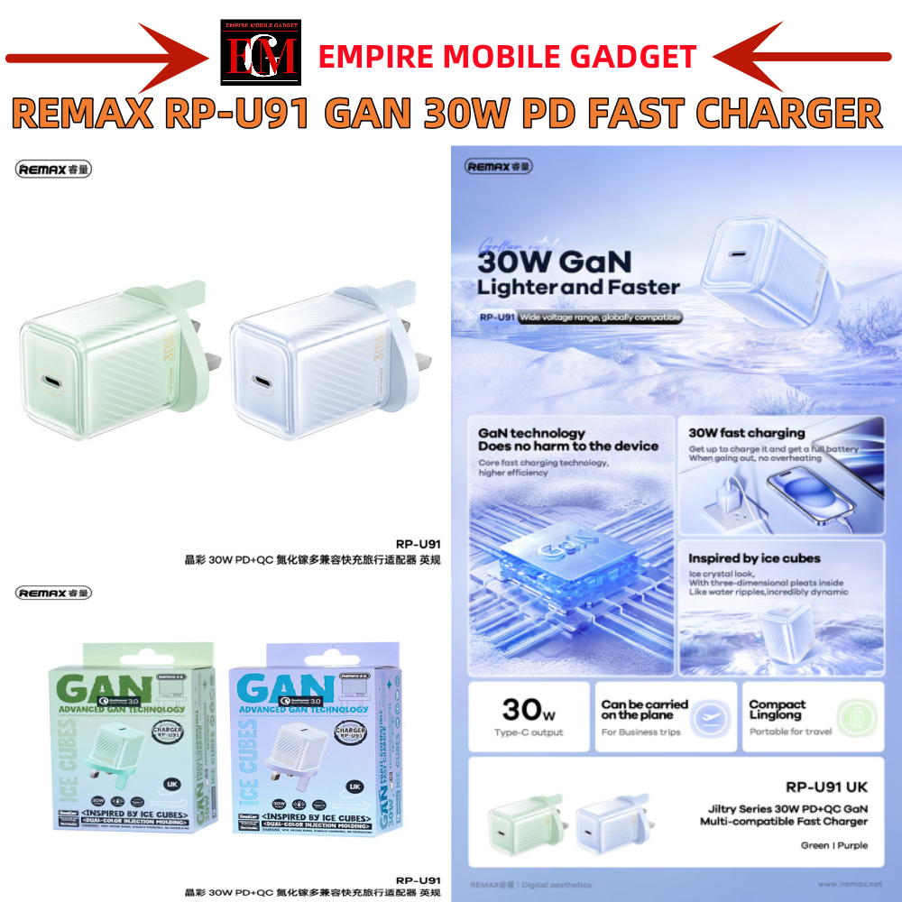 REMAX RP-U91 GAN 30W PD TYPE-C FAST CHARGER | Shopee Malaysia