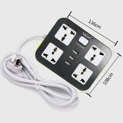 5 Meter Wire USB Port 4 Way Multi Universal Portable Extension Trailing ...