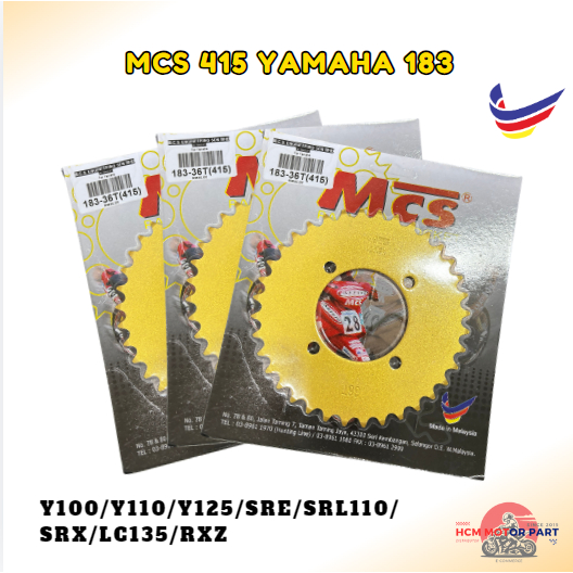 MCS 415 RACING GOLD SPROCKET YAMAHA 183 GOLD (26T-39T) RACING SPOKET ...