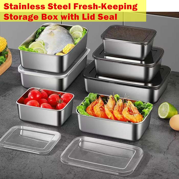 Stainless Steel Organizer Crisper FreshKeeping Storage Box with Lid