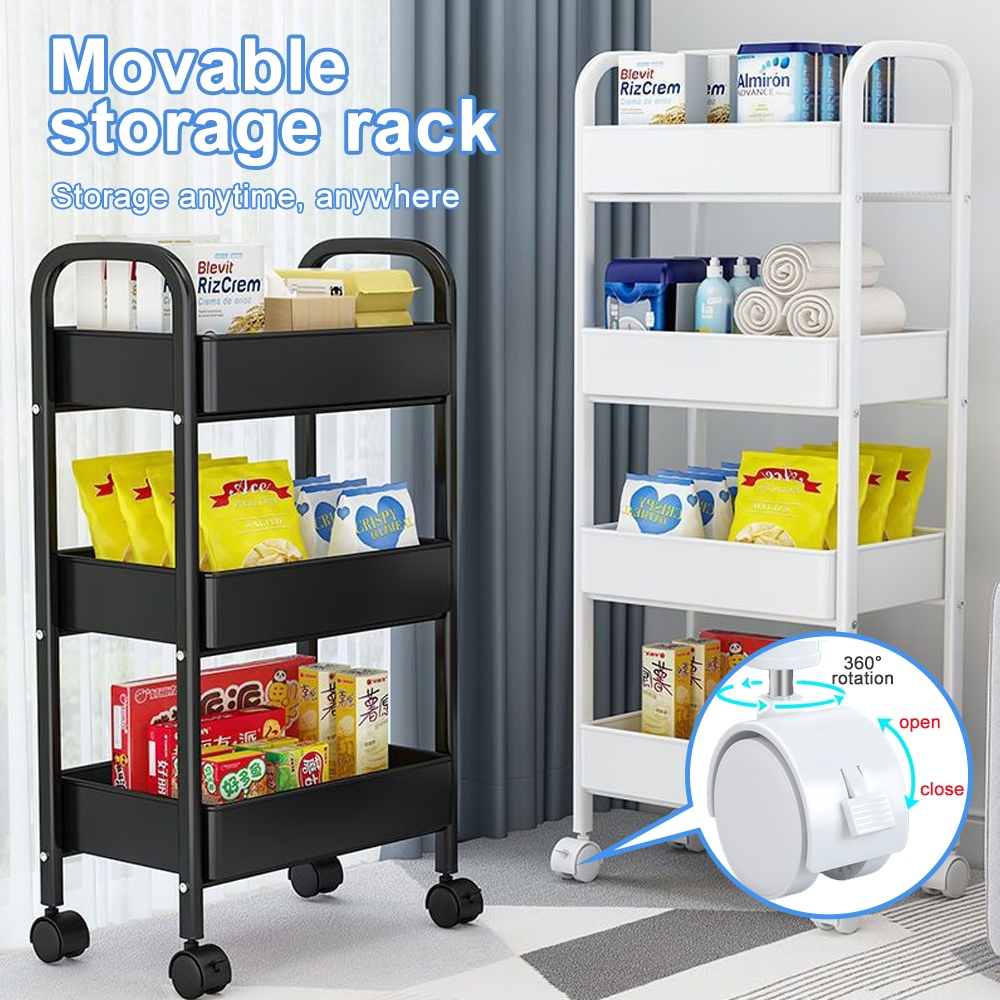 5-layer household large capacity storage rack Mobile trolley storage ...