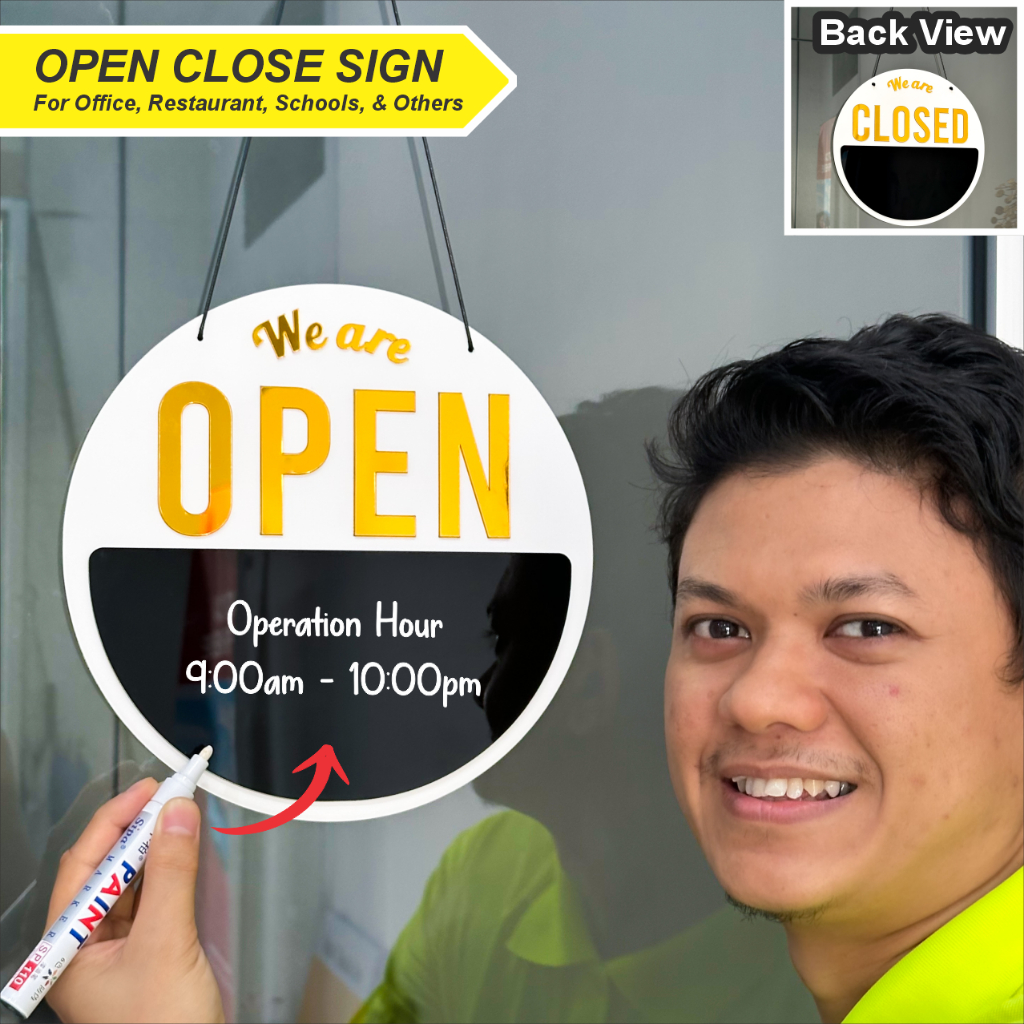 Sign Open Close FILL Gold Indoor Sign Papan Tanda LCM | Shopee Malaysia