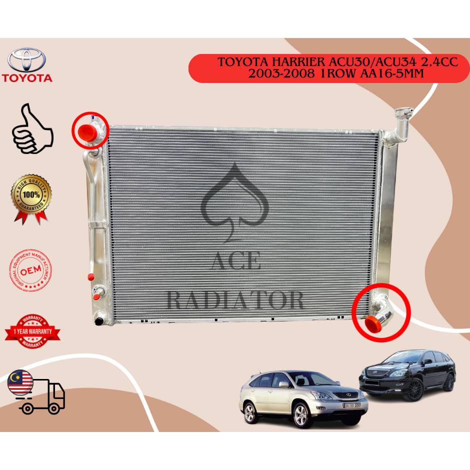 TOYOTA HARRIER ACU30/ACU34 2.4CC 2003-2008 AUTO OEM RADIATOR ALUMINUM ...