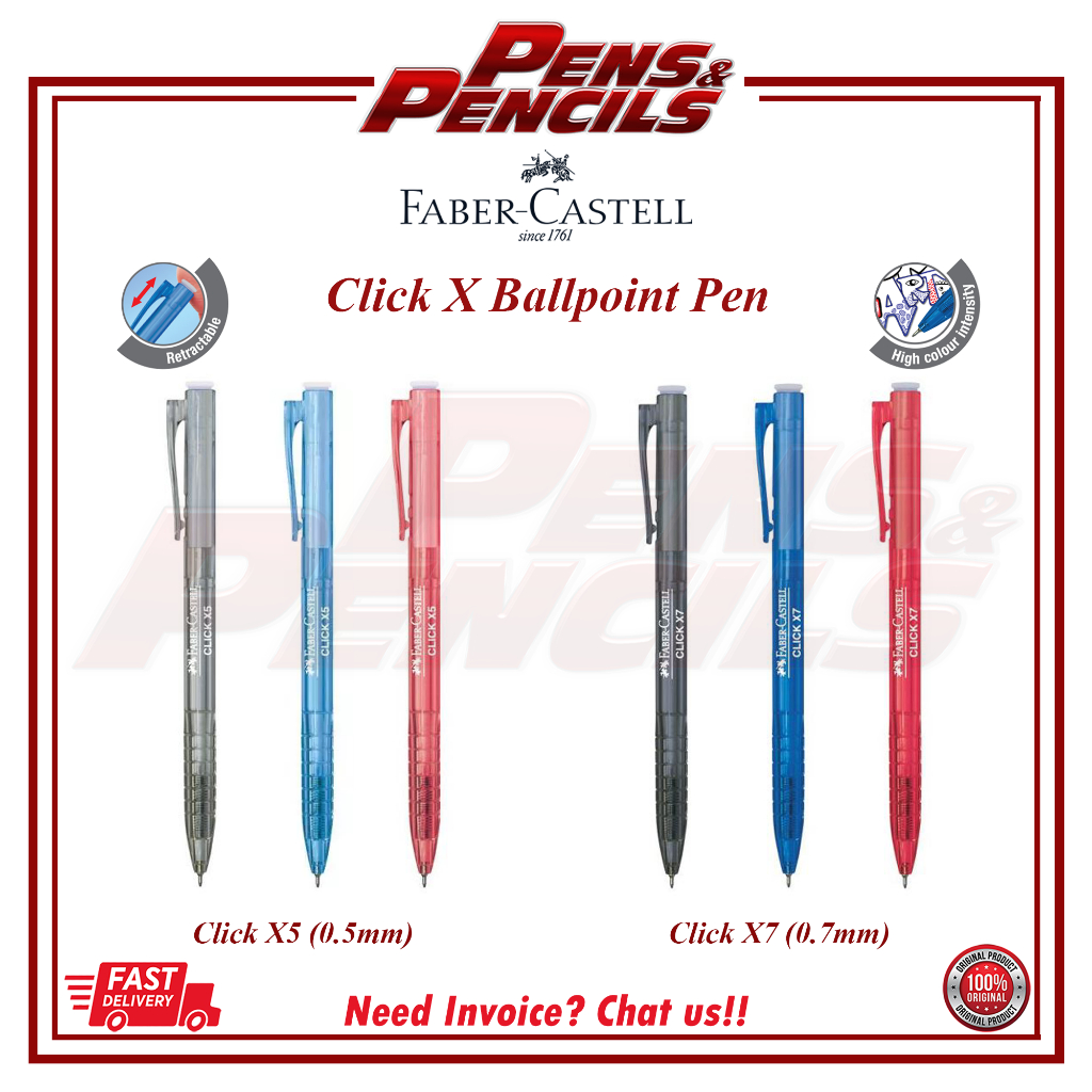 Faber-Castell Ball Pen Click X / Click X5 (0.5mm) / X7 (0.7mm) 1425 / ...