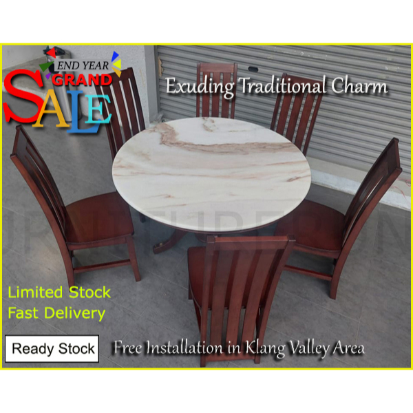 🍍EndYear Sale🔥 Shaman 4ft Natural marble table pedestal leg with 6 pc