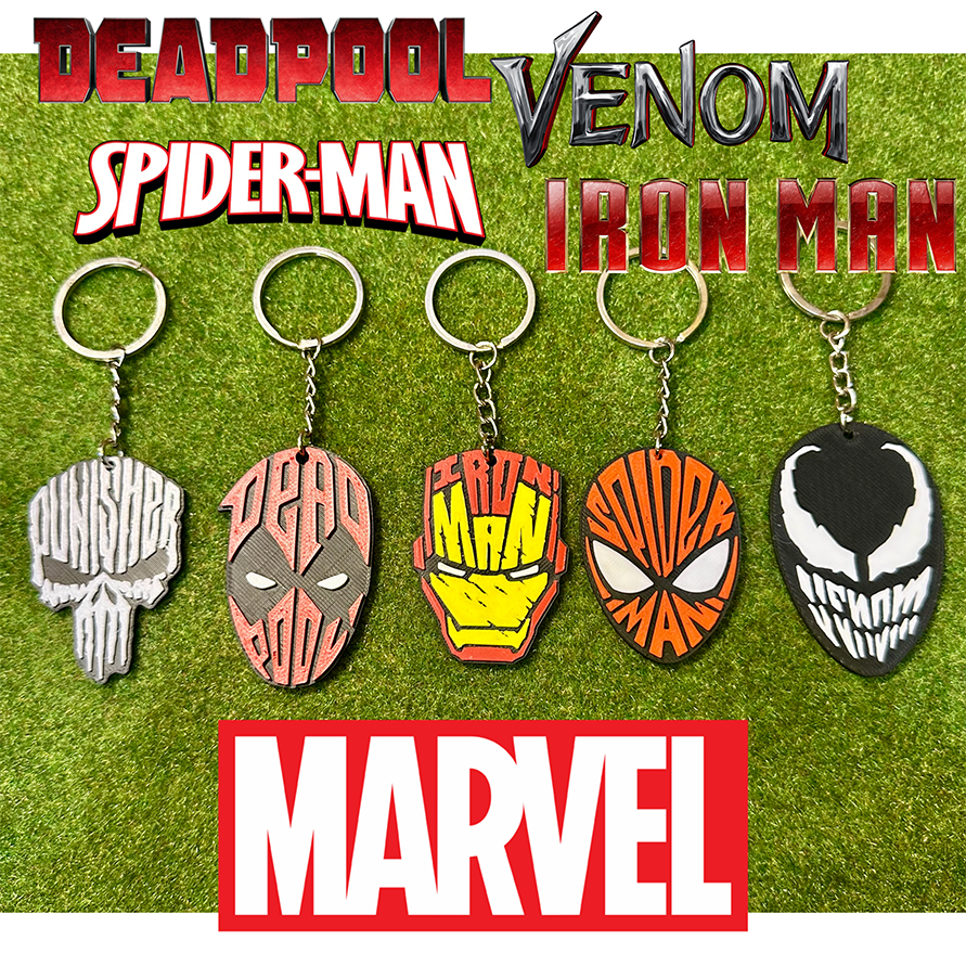 Superheroes Marvel Funny Cute [3D Printed] [Keychain] Deadpool ...