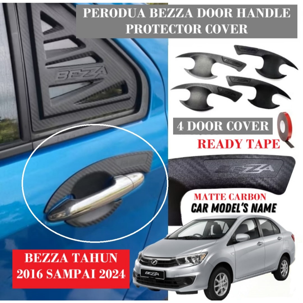 4Pc Car Door Handle Bezza Handle Bowl Cover Carbon Inner Protector Anti ...