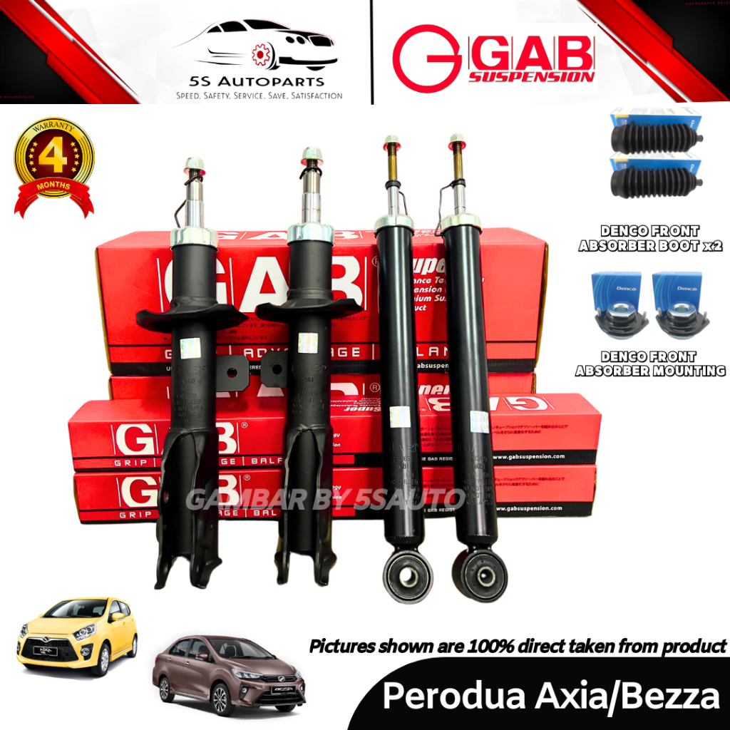 GAB Axia, Bezza Front (Depan), Rear (Belakang) Gas Shock Absorber With