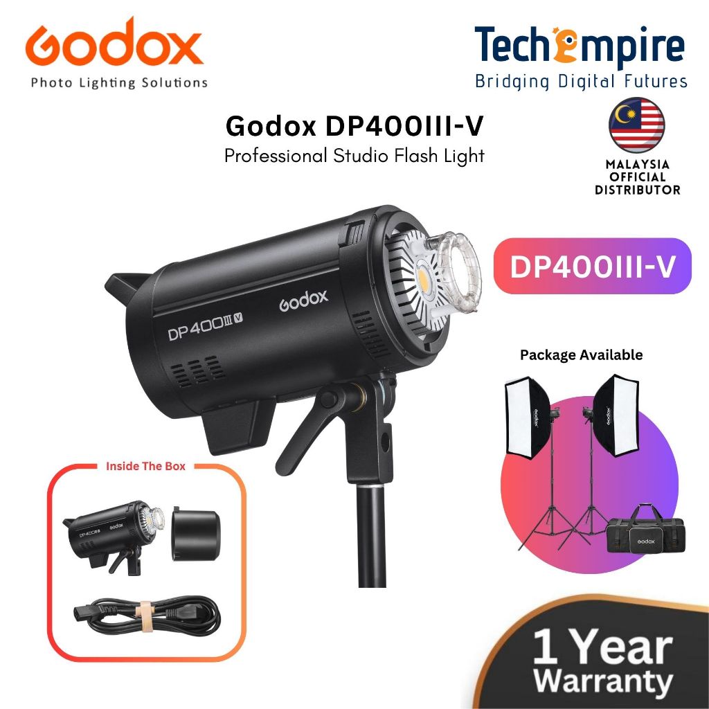 Godox DP400III-V Professional Studio Flash with LED Modeling Lamp ...