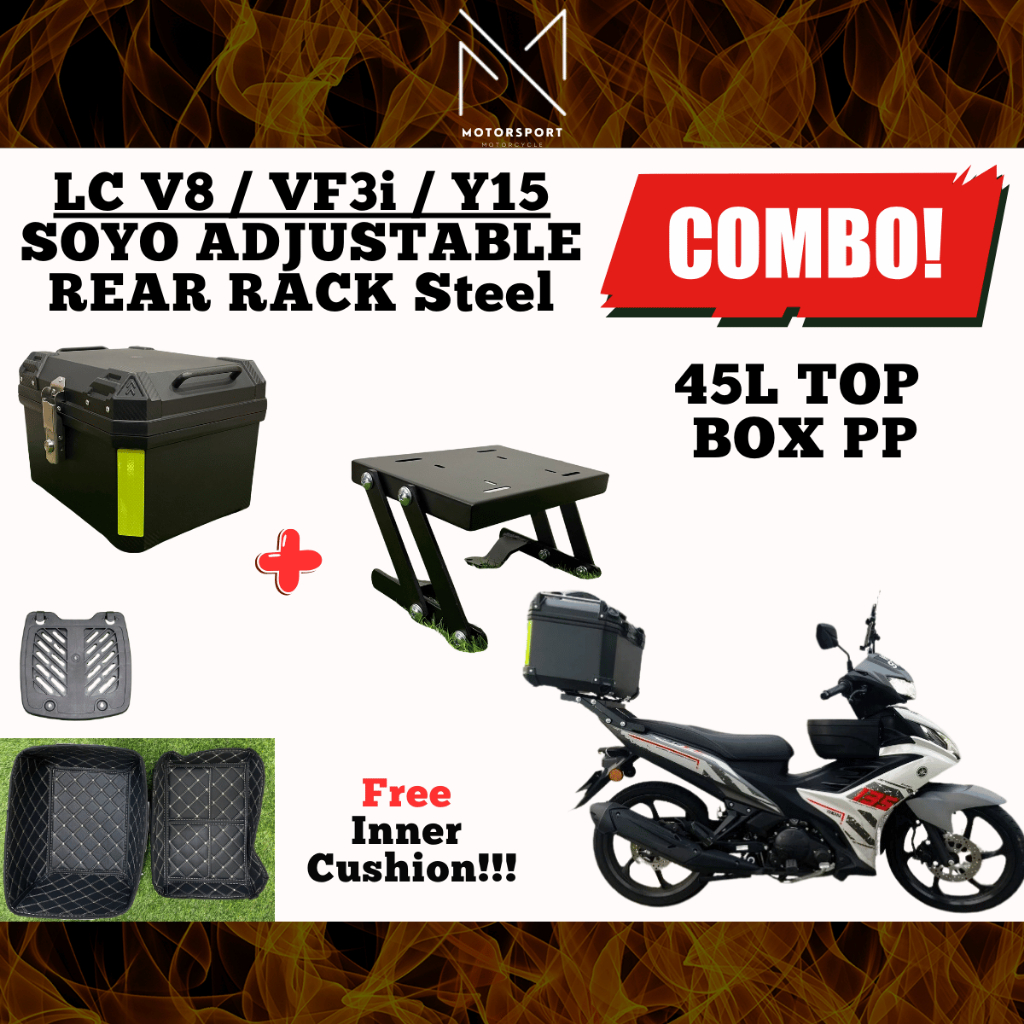 SOYO LCV8 VF3i Y15 Adjustable Rear Rack Lipat Motorcycle With 45L PP ...