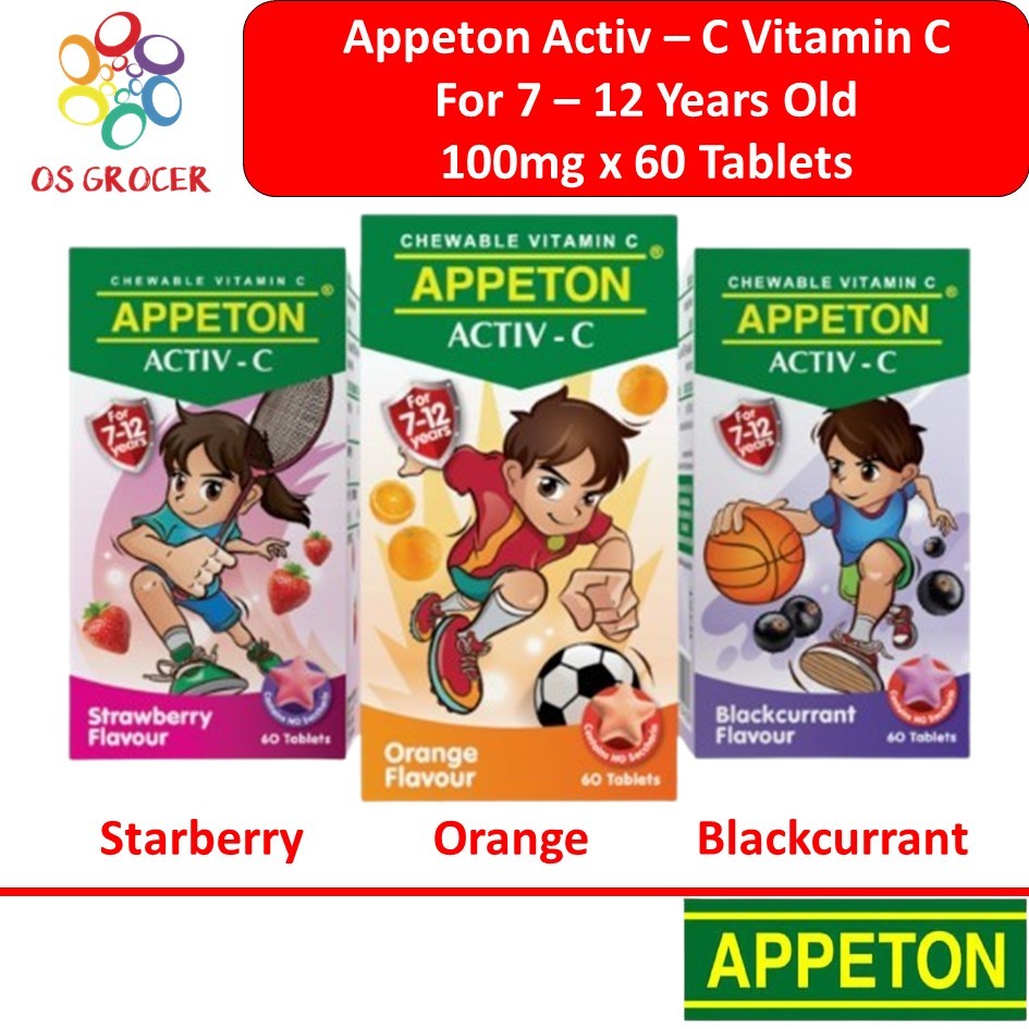 Appeton Activ-C Vitamin C For 7-12 Years Old 100mg x 60 Tablets ...