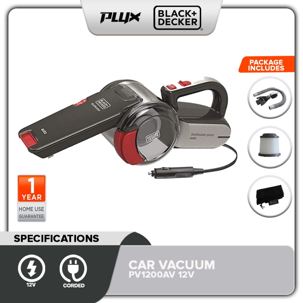 BLACK & DECKER PV1200AV-B1 12V Dustbuster Pivot Car Vacuum ( PV1200 ...