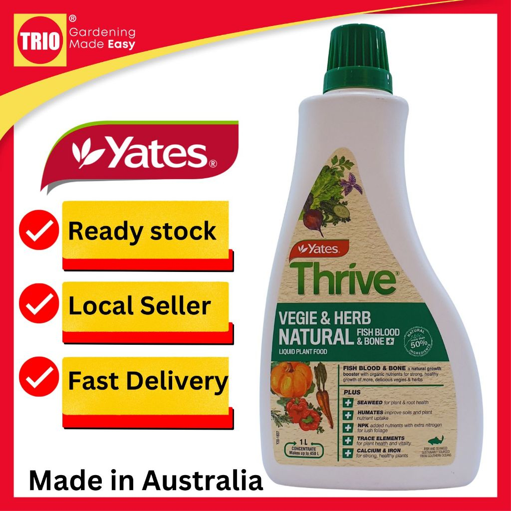 Yates Thrive Vegie & Herb Natural Fish Blood & Bone+ 1L Improve Quality ...