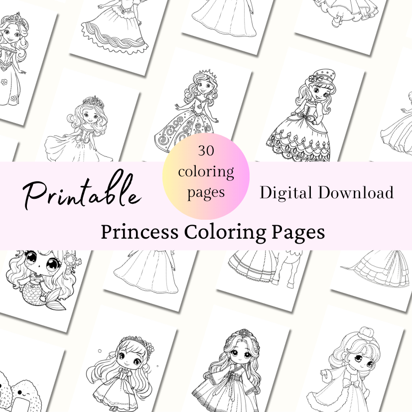[PRINTABLE SOFT COPY PDF FILE] Princess Digital Coloring Book for kids ...