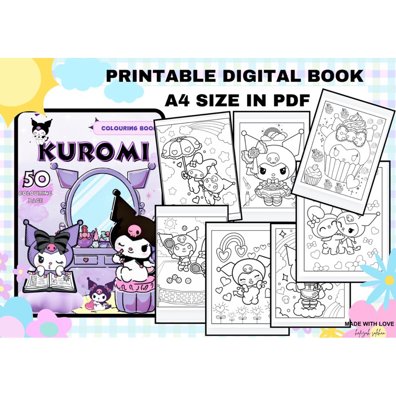 50 KUROMI PRINTABLE A4 SIZE DIGITAL COLOURING BOOK PDF FILE FOR KIDS ...